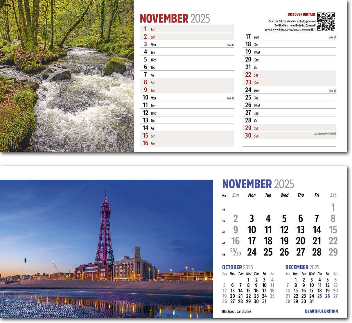 Discover Beautiful Britain Desk Calendar