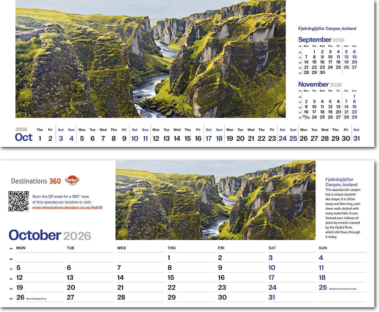 Destinations360 Note Station Desk Calendar