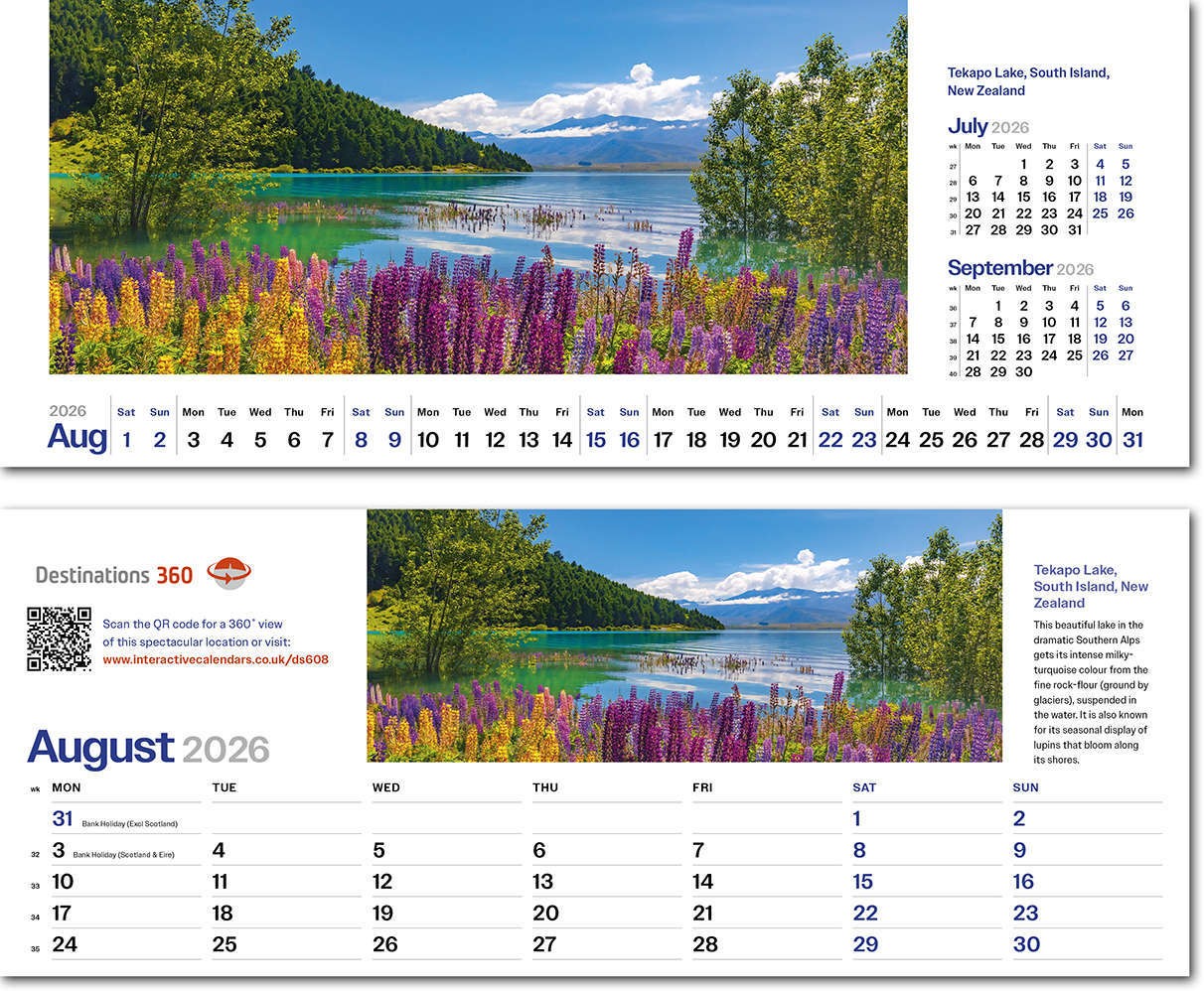 Destinations360 Premium Lined Easel Desk Calendar