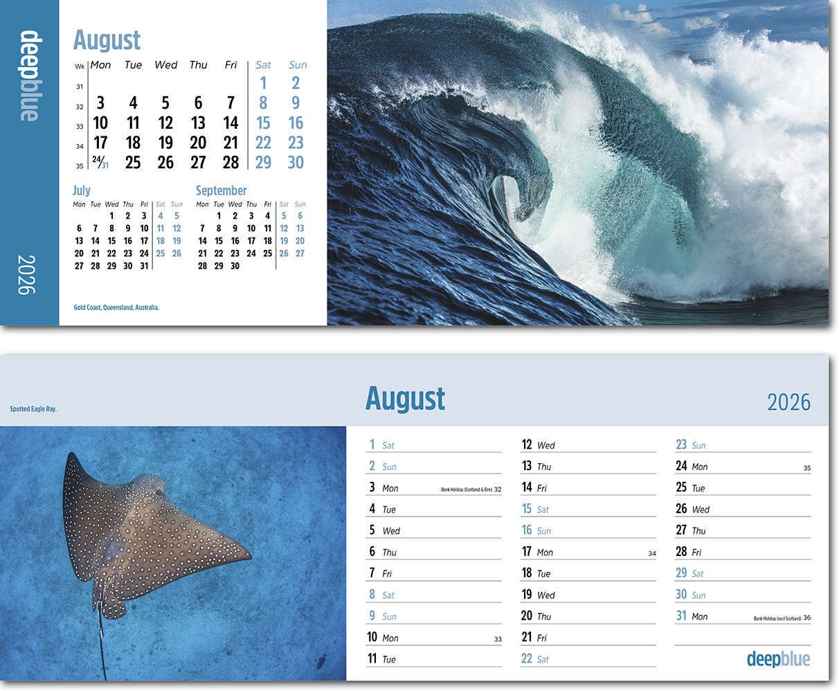 Deep Blue Note Station Desk Calendar