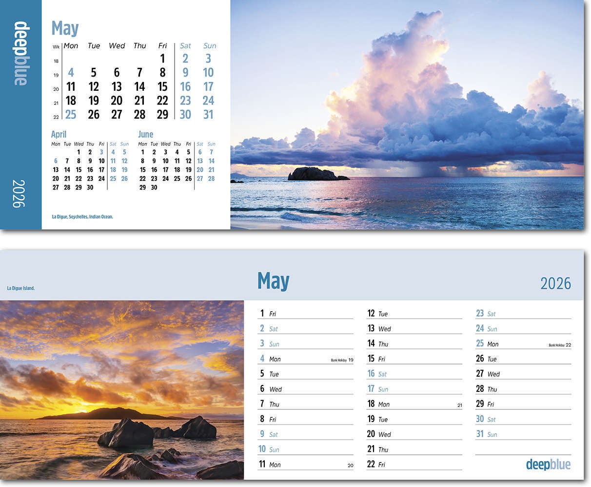 Deep Blue Note Station Desk Calendar