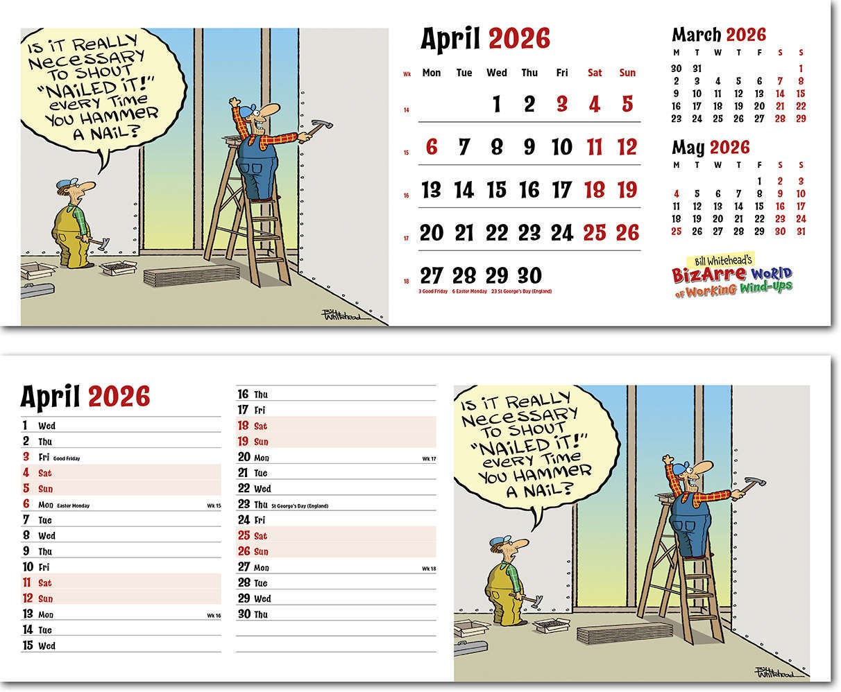 Bizarre World of Working Wind Ups Note Station Desk Calendar