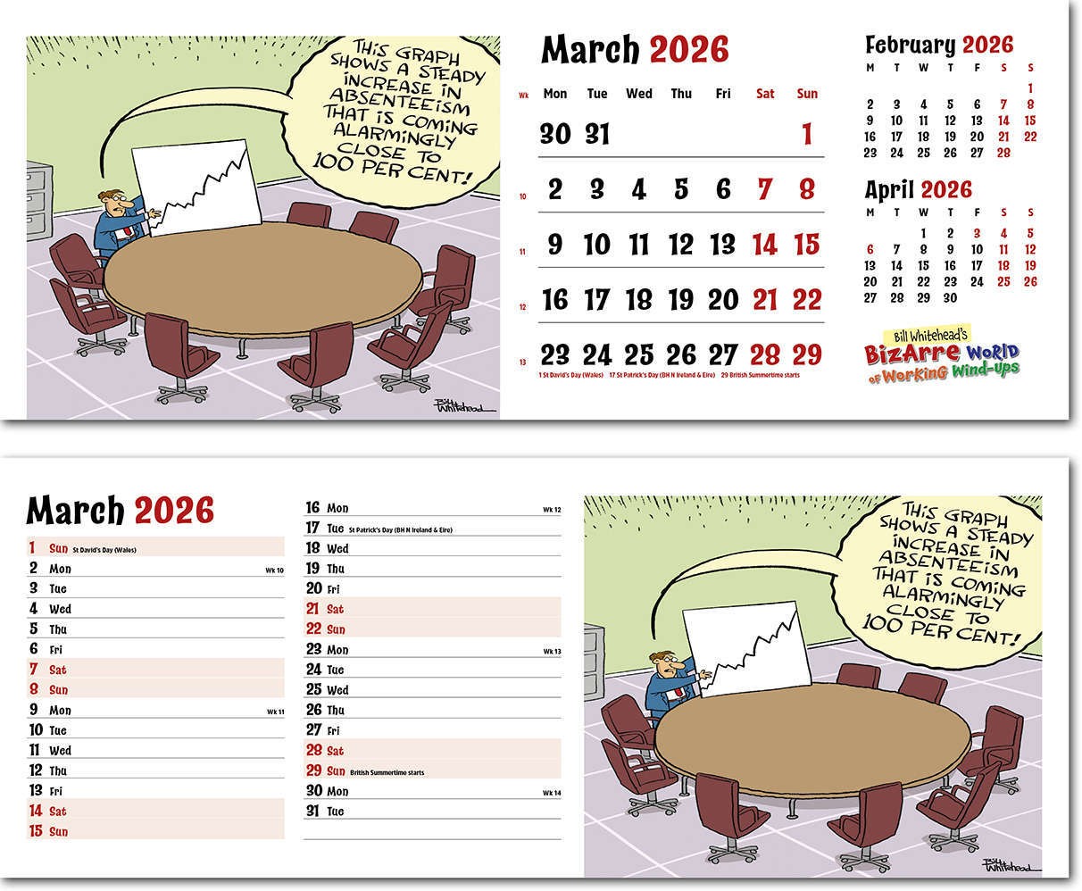 Bizarre World of Working Wind Ups Task Station Desk Calendar