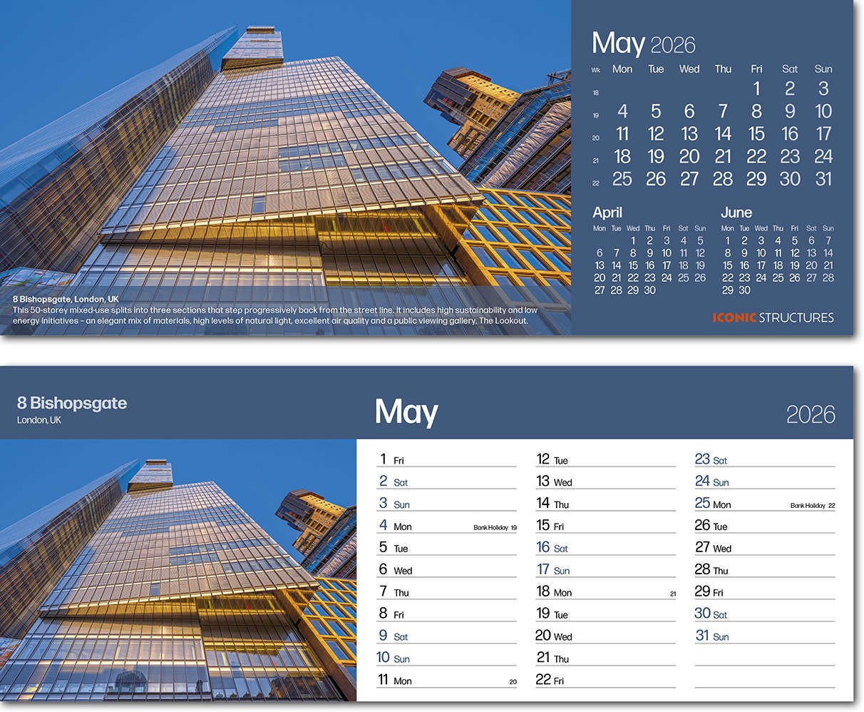 Iconic Structures Premium Lined Easel Desk Calendar