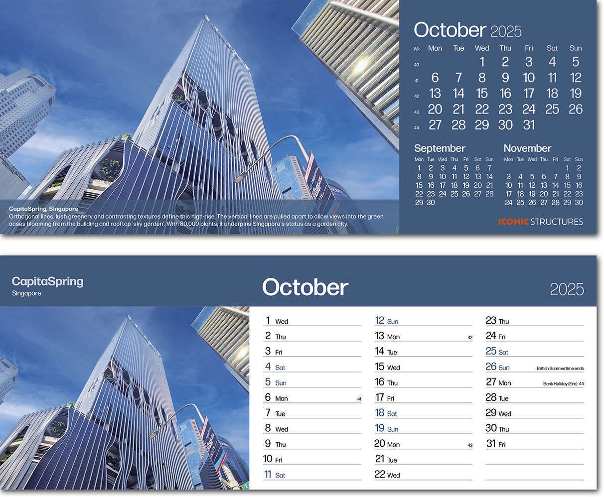 Iconic Structures Premium Lined Easel Desk Calendar