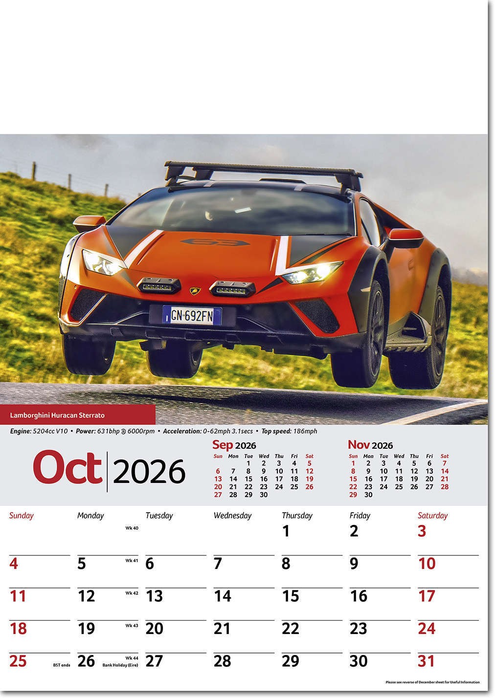 Performance Cars Wall Calendar