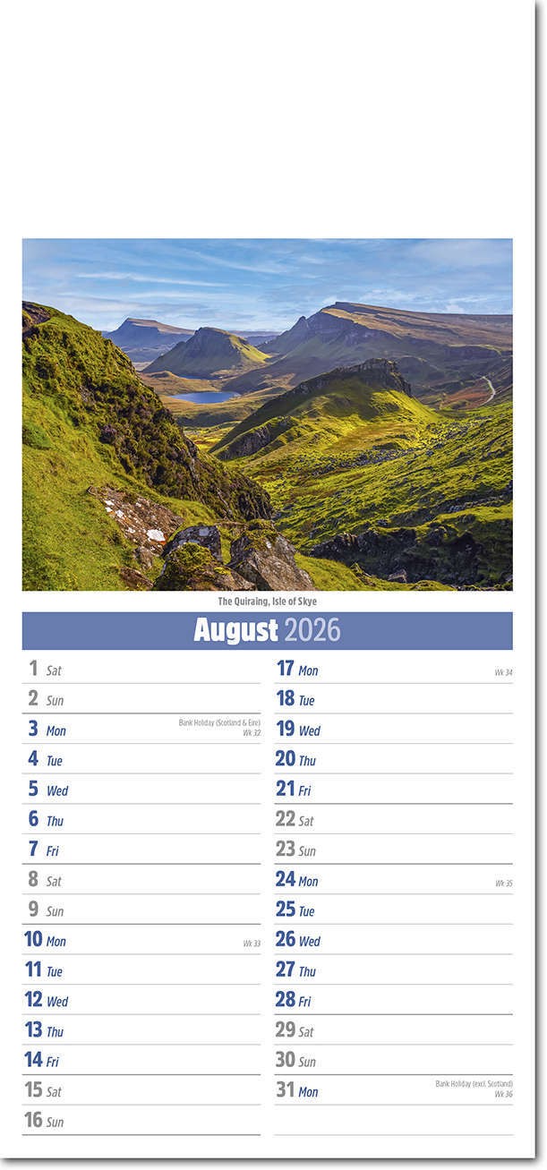 Slimline Scotland Compact Calendar